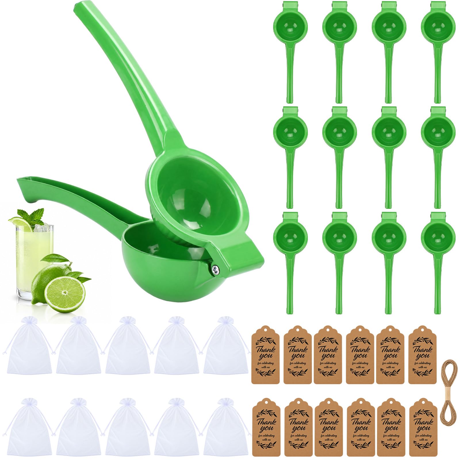 12 Set Lemon Squeezer Bulk Manual Juicer Citrus, Green