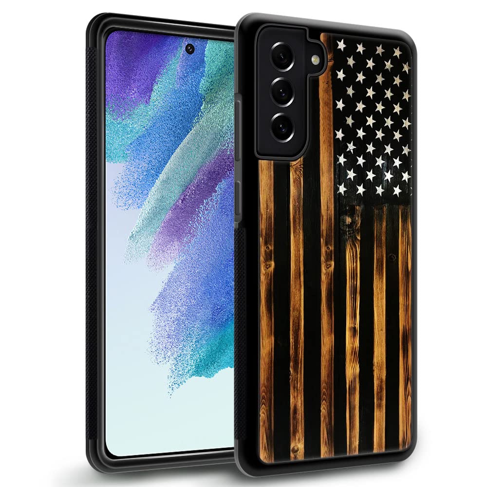 DJSOK Case for Samsung Galaxy S20,Luxury Pattern Design Shockproof Rugged Cover,Cases for Man Woman-Classic Wood Grain Old Flag