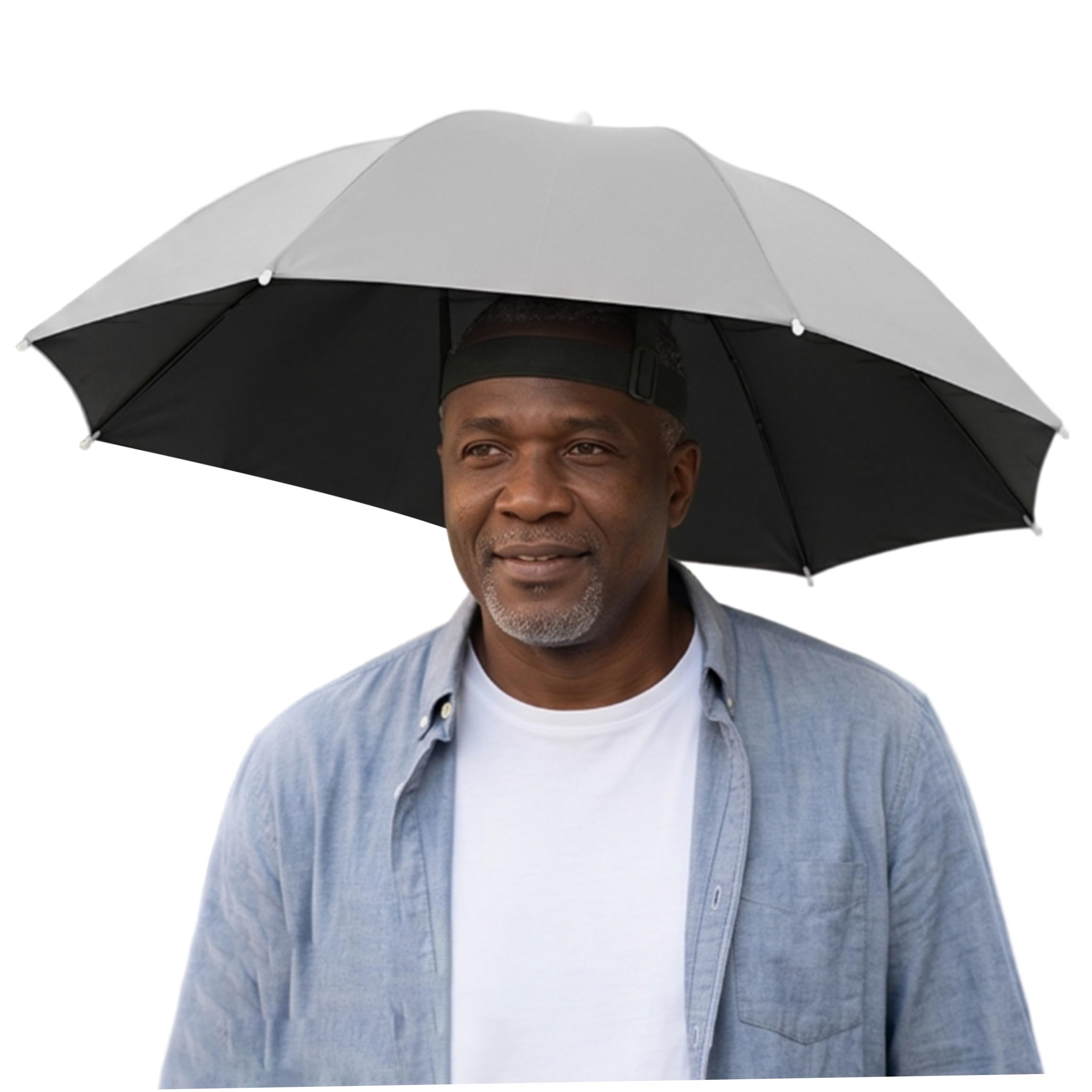 Neptuiby Umbrella Hat, 69cm Large Sun Hat UV Blocking Headwear Hands-Free Foldable Parasol for Outdoor Activities, Grey.