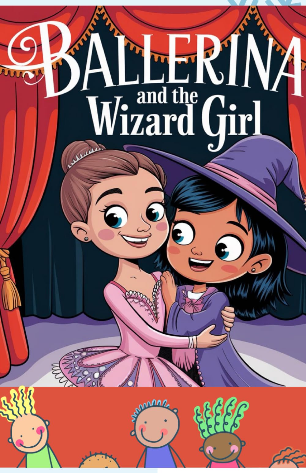 BALLERINA AND THE WIZARD GIRL: A Tale of Friendship, Magic, and Dance with Coloring drawing for Children.