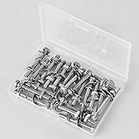 Vista 6 de Tornillos de cabeza hexagonal #10-24 x 1-1/2", tuercas, arandelas planas y de bloqueo, kit surtido, acero inoxidable 304 (18-8), acabado brillante