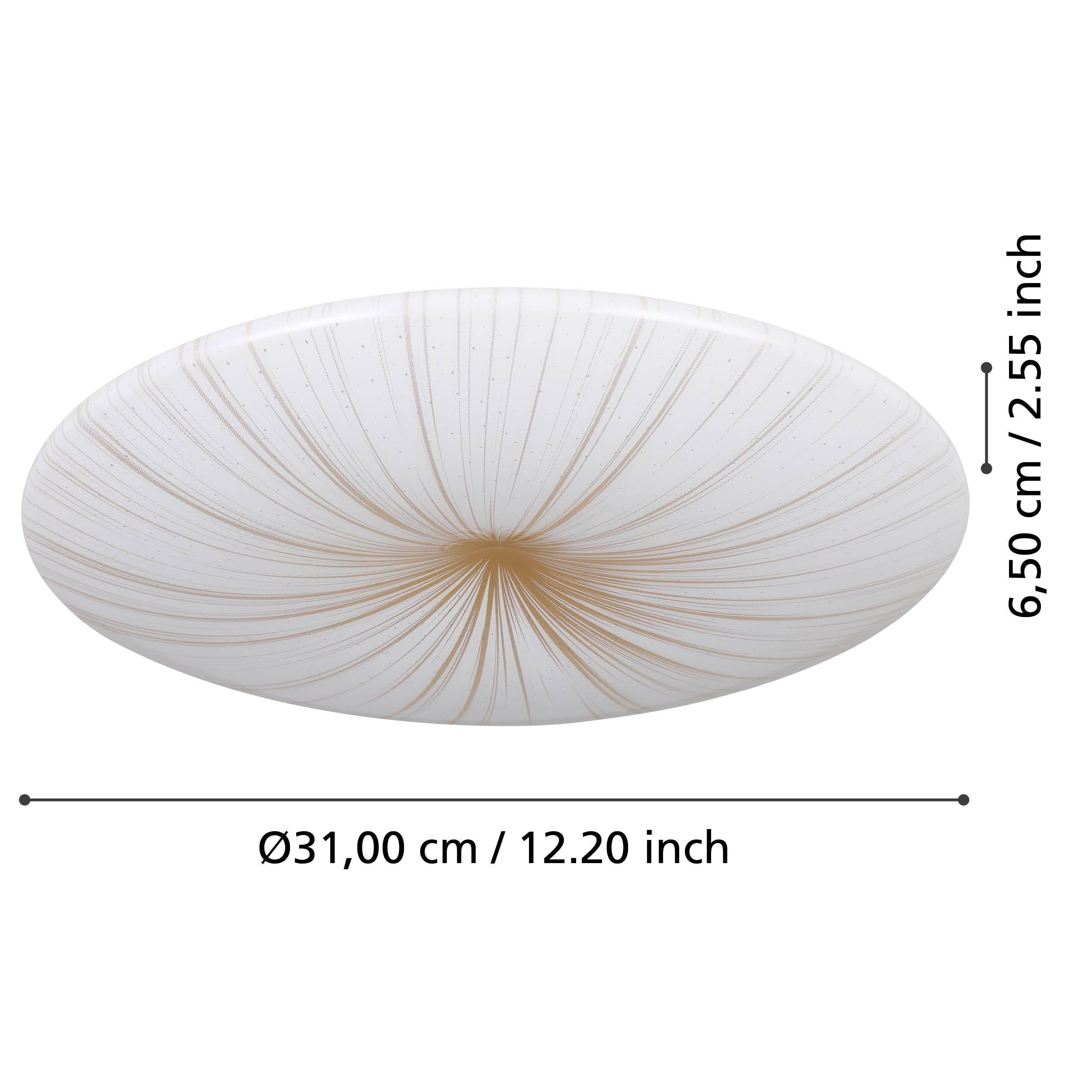 Eglo lámpara LED de techo Nieves 1, Ø 41 cm, luminaria cielo estrellado | con efecto cristal, iluminador de pasillo de metal y plástico en blanco y dorado, luz para dormitorio, blanco cálido