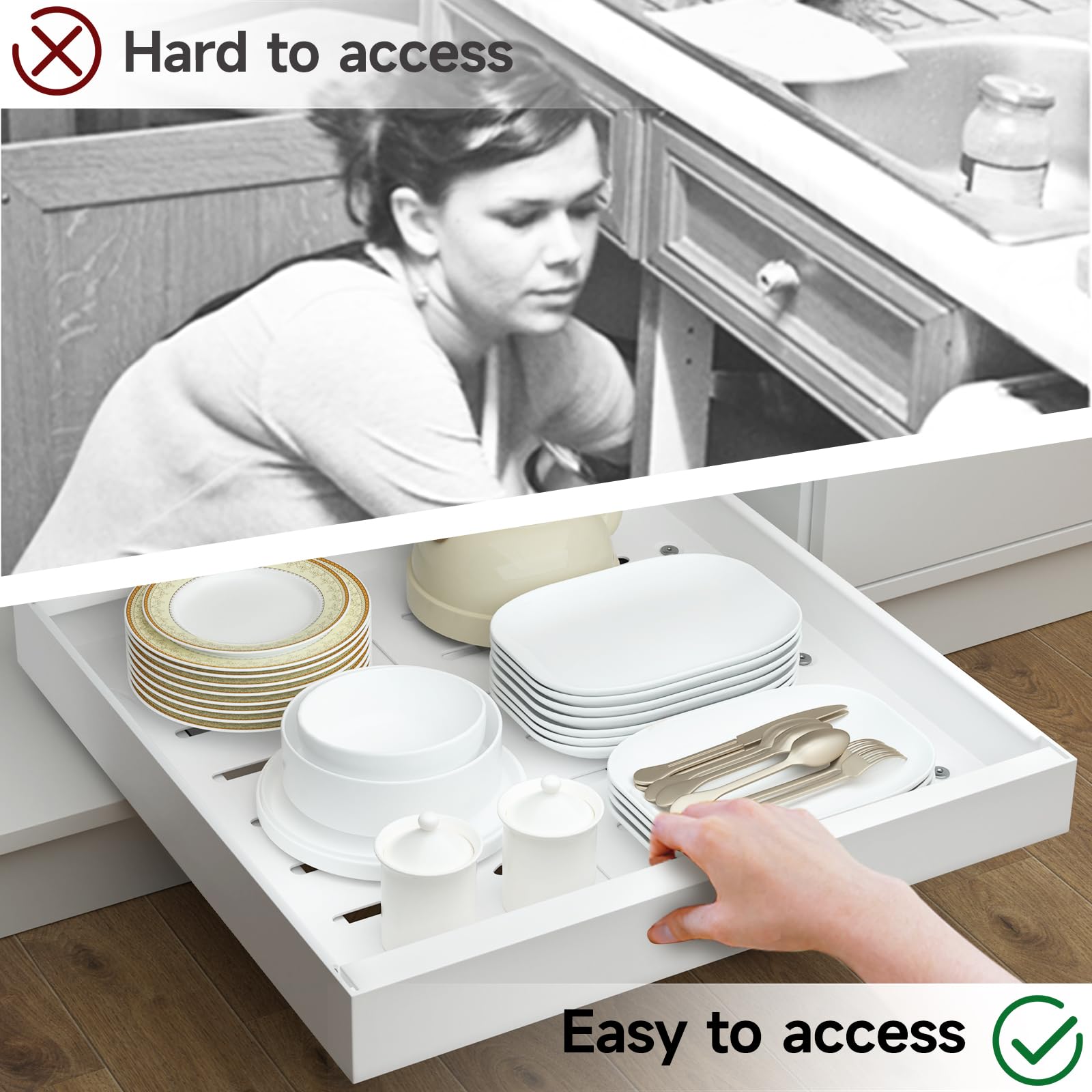 Snapklik.com : 2 Pack Expandable Pull Out Cabinet Organizer,21