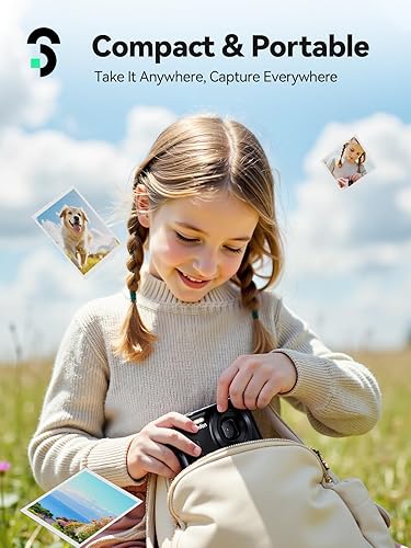 Miniatura 7 de SOOMFON Cámara digital  Máx. 72MP apuntar y disparar cámaras para niños con zoom de 16X, tarjeta TF 32G, 2 baterías y lector de tarjetas, cámara