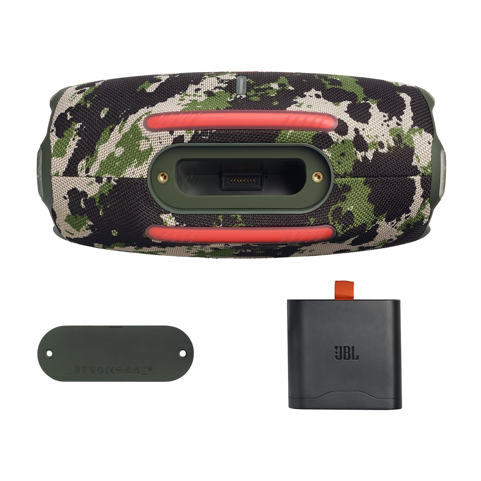 JBL Xtreme 4 Musikbox in Camouflage – Tragbare Bluetooth-Lautsprecher-Box mit tiefem Bass, KI-Sound-Boost und integrierter Powerbank – Wasserfest und staubfest – 24 Laufzeit, UK Stecker (Typ G)