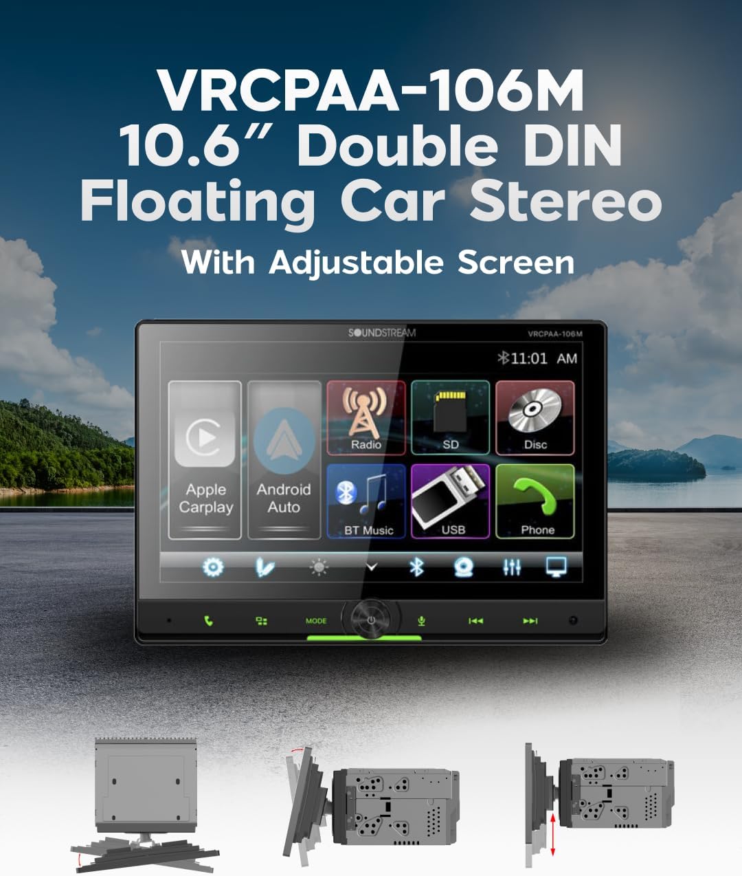 Soundstream VRCPAA-106M with adjustable floating screen