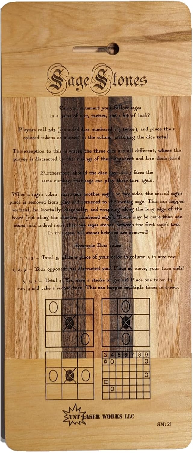 Sage Stones Dice Game | Strategic Play for 2-6 Players | Display Piece | North American Wood Map