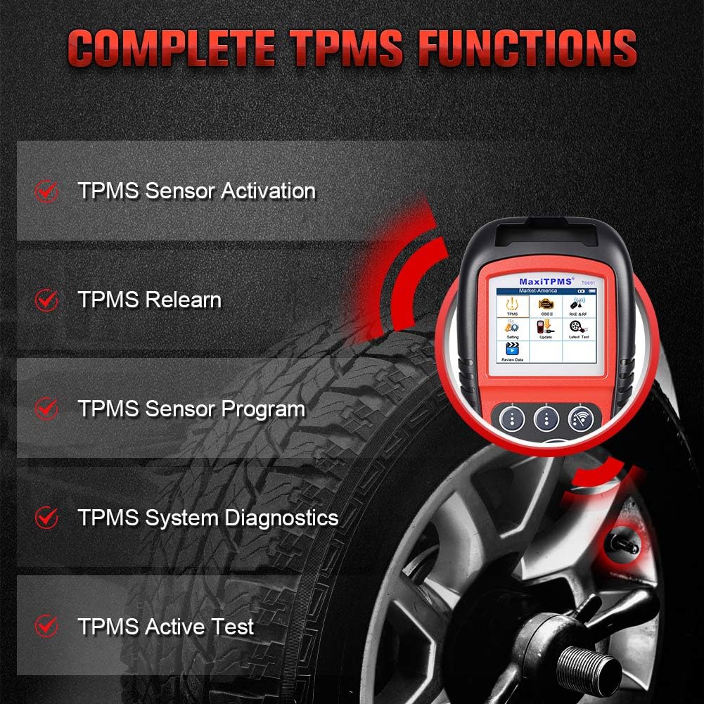 Autel TS601 TPMS Relearn Tool, TPMS Programming Tool, OBDII Code Reader, Advanced Version of TS501/TS408/TS508, Key Fob Testing, Active Tire Sensor for all 315/433MHz