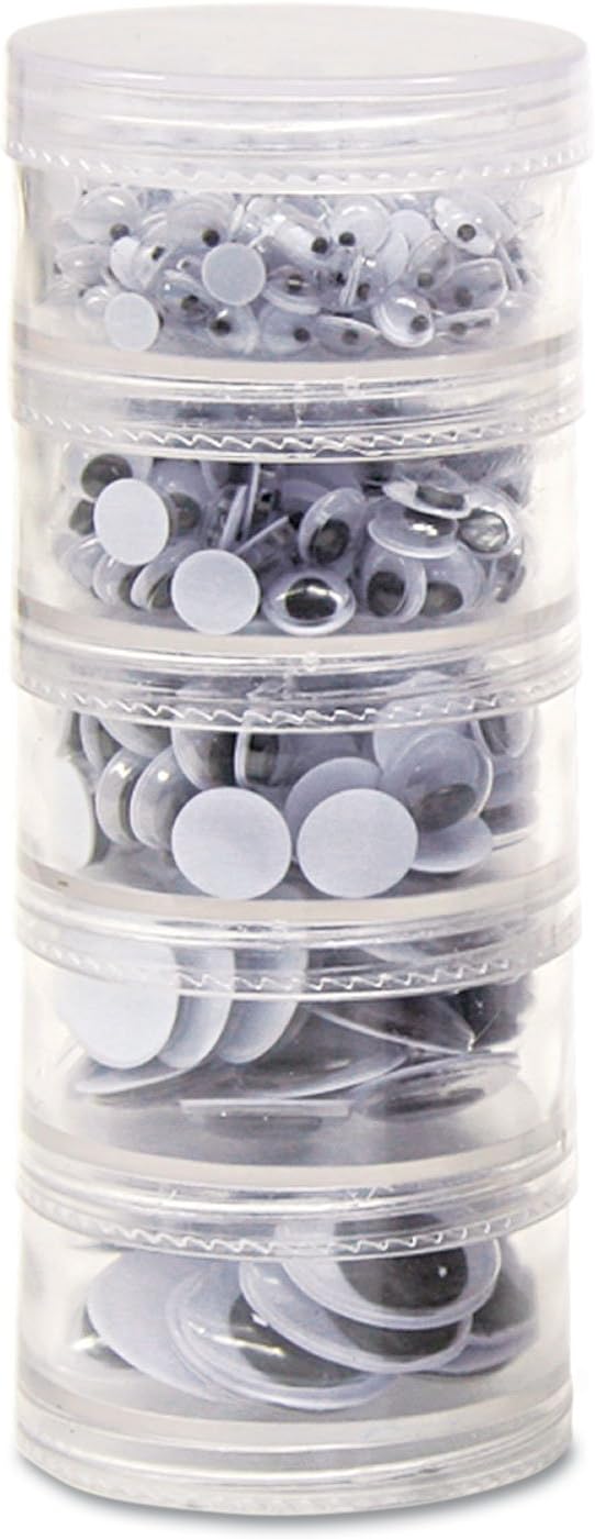 Creativity Street 3407 Storage Stacker Wiggle Eyes, Assorted Sizes, Black, 560/Pack
