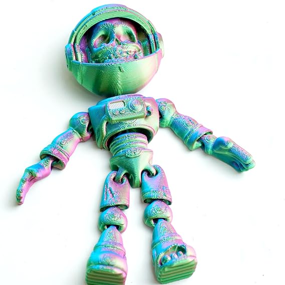 3D Printed Skeleton Astronaut,Articulated Zombie Astronauts Models,Flexible Joint Figurines, 3D Printing Stuff Cheap,Stress Relief, Fidget restlessness, ADHD Toys, Surprise Fantasy Gifts (RGB)