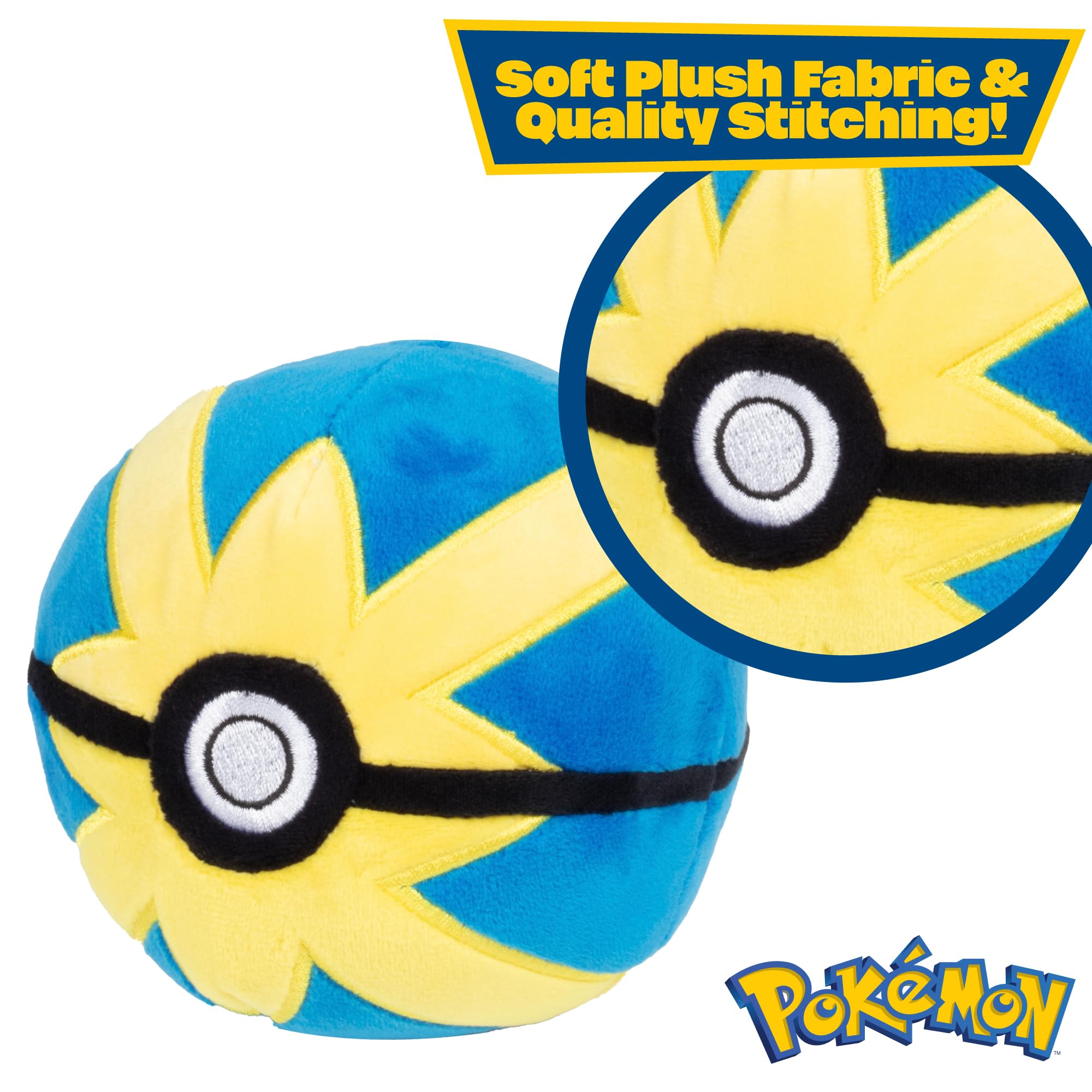 Pokemon - Poke Ball de 5 pulgadas y bola rápida de peluche, paquete de 2 unidades, con licencia oficial, auténtico juguete de pokeball de peluche suave con parte inferior ponderada, Gotta Catch 'Em