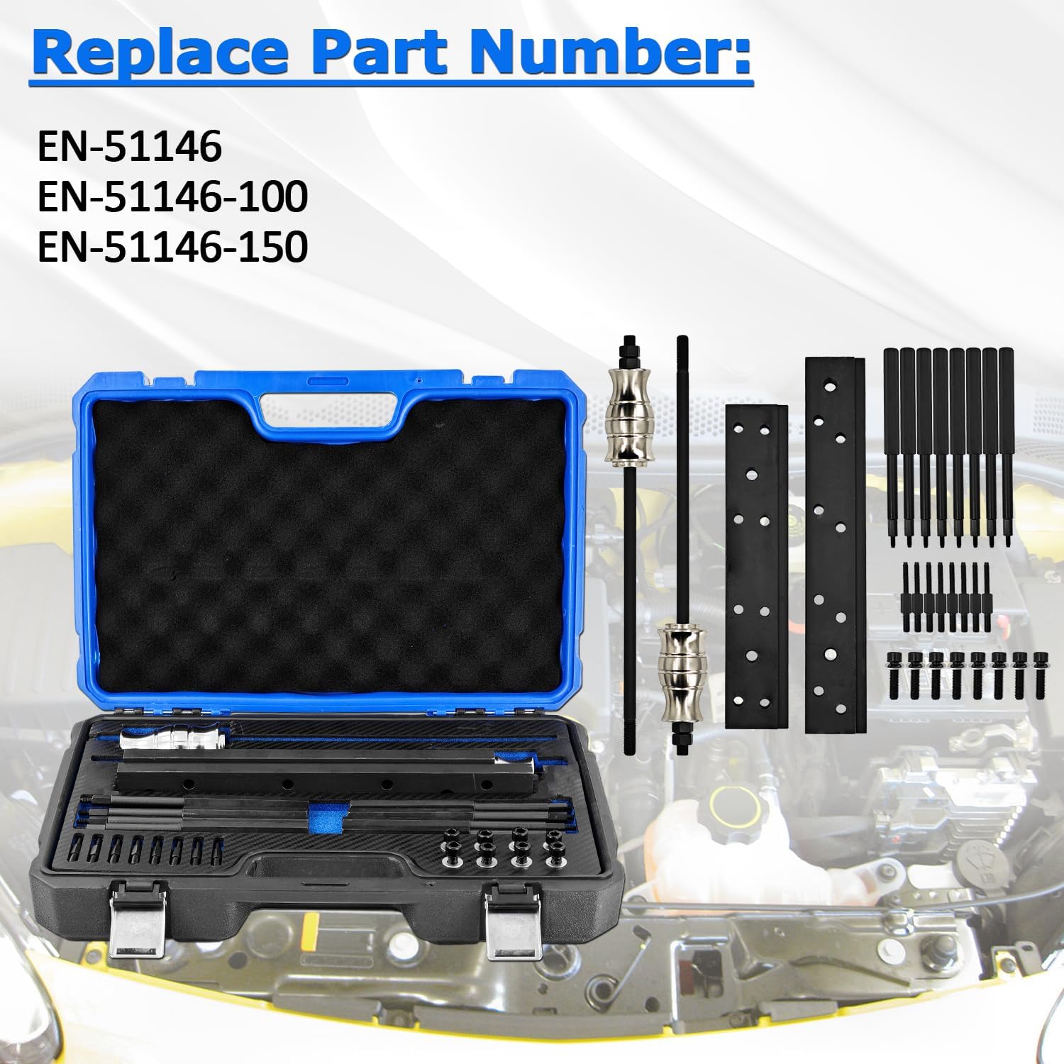 EN-51146 GM-51146 Fuel Injector Removal Tool EN-51146-100 EN-51146-150 Fuel Injector and Rail Assembly Replacer Master Tool Kit Fit for GM Opel, Buick, Vauxhall & MG 1.0L, 1.4L, 1.5T, 1.6L Engines
