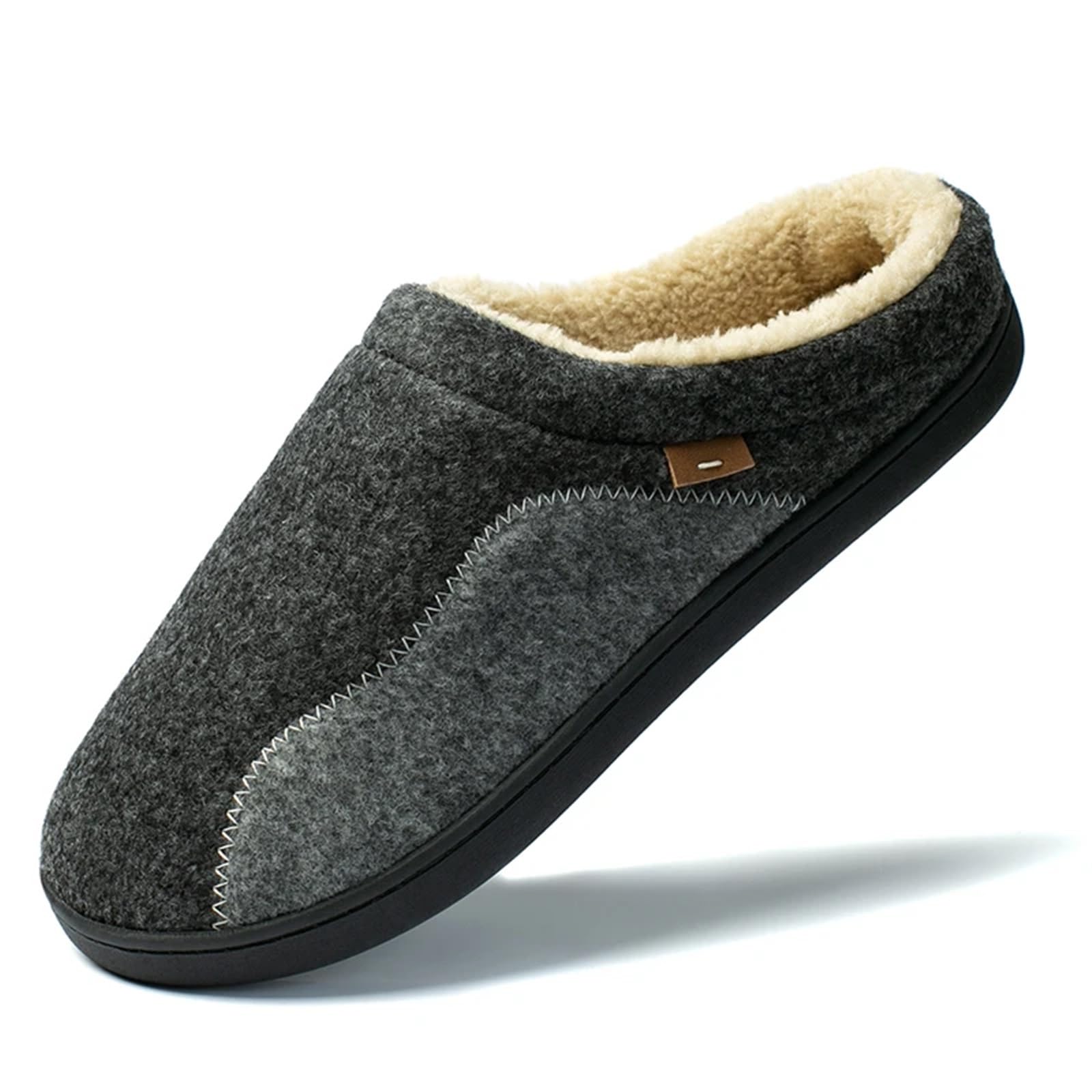 Pantofole da uomo Pantofole Da Casa Grandi Dimensioni 49 For Uomo Inverno Scamosciato Corto Peluche Uomo Pantofole Antiscivolo Camera Da Letto Coppia Morbide Scarpe Da Interno Uomo(Grey MS597,4748)