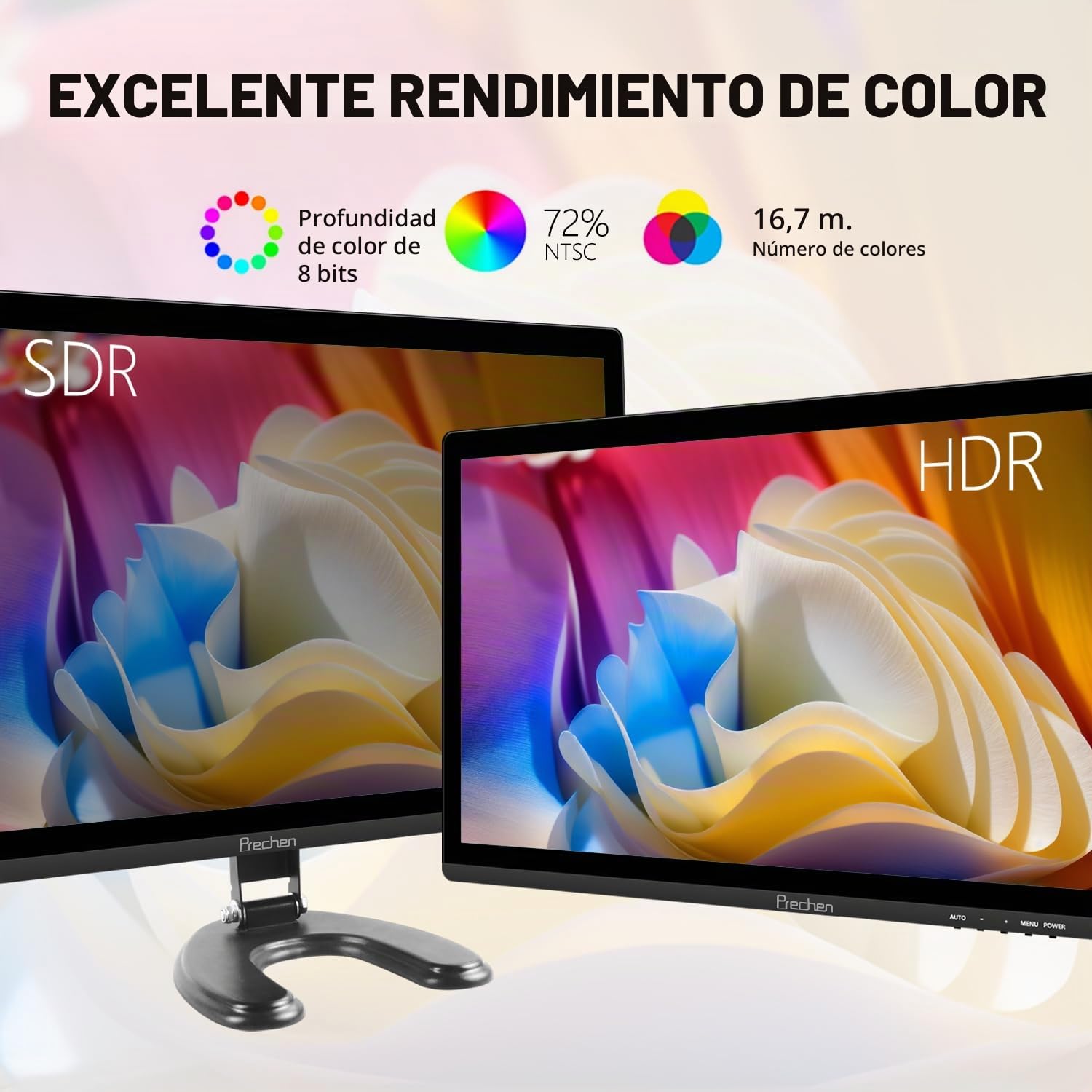 Prechen Monitor Táctil de 23,8 Pulgadas, Pantalla para PC con HDMI/VGA/USB | IPS FHD 1080P, 75 Hz, VESA, Altavoces Integrados, Monitor Portátil para Gaming y Oficina