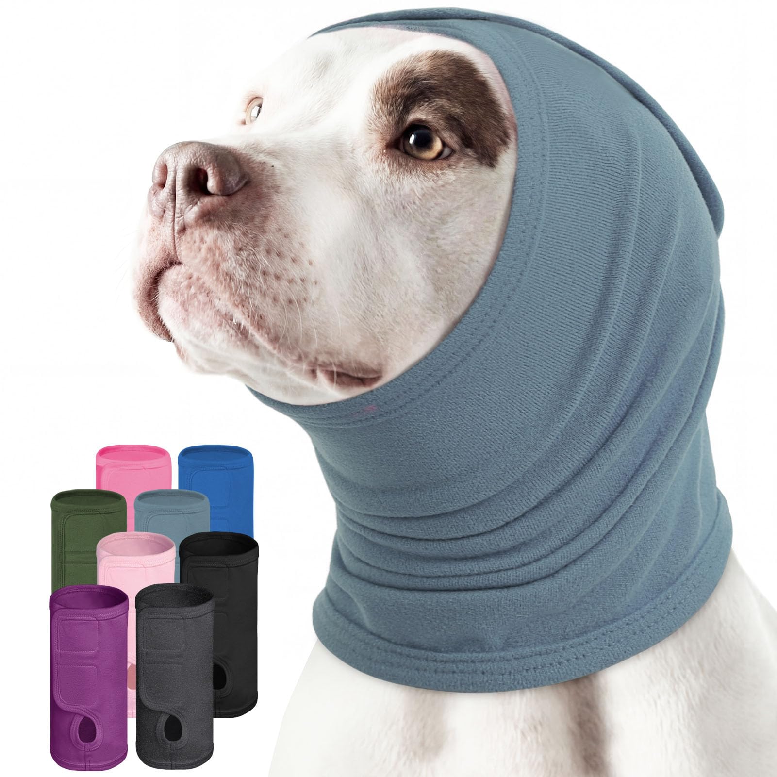 AOFITEE Dog Calming Hoodie, Soft Dog Ear Muffs Noise Protection for Anxiety Relief, Adjustable No Shake Ear Wraps for Dogs Noise Protection Head Wrap for Firework, Grooming, Thunderstorms, BlueGrey S