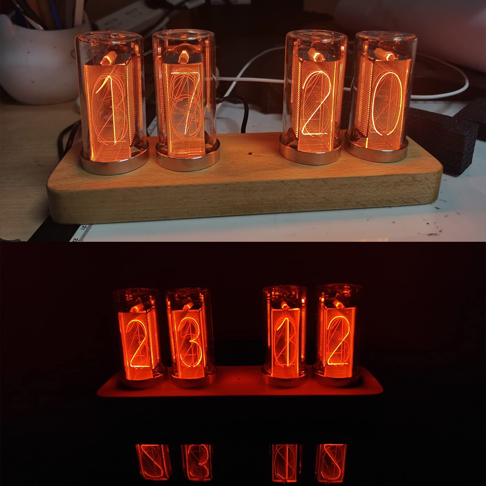 Cadeaux personnalisés,Horloge de Bureau électronique Lumineuse,Horloge numérique à LED,mémoire de Mise Hors Tension,9 Modes de couleur/16 Millions de Couleurs/luminosité