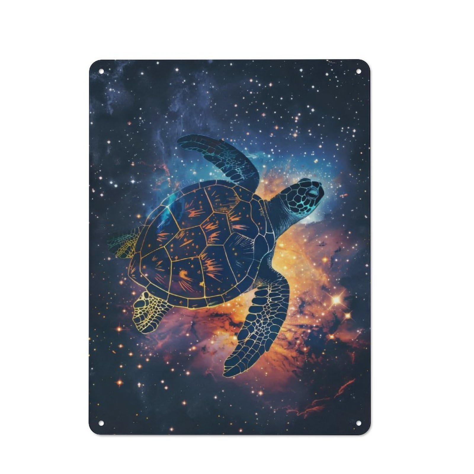 Junmoney Turtle Silhouette Galaxy Tin Wall Plaque 40X30cm With For Living Room Wall, Gift For Feature Wall Decorators During The Christmas Season