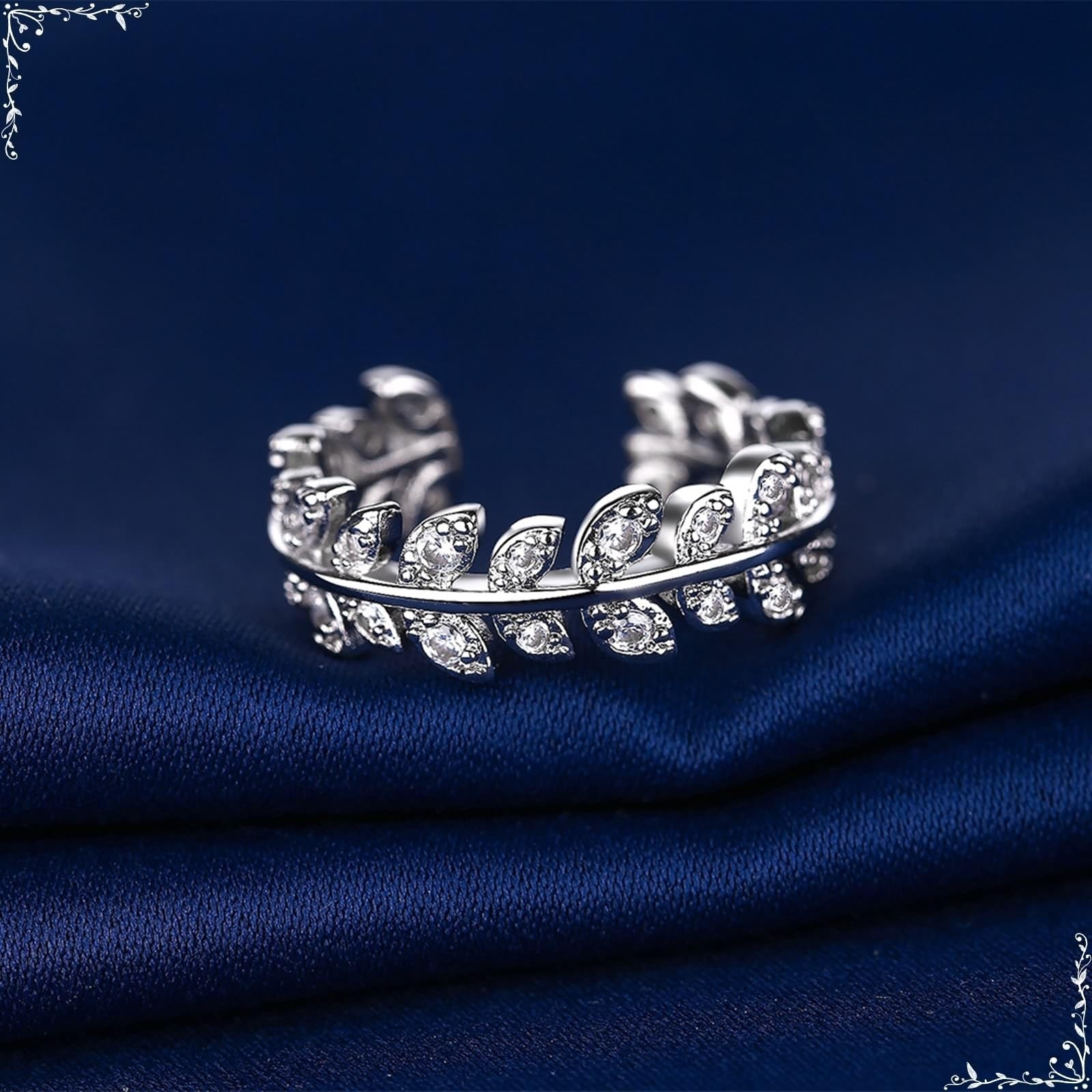 Moissanite obrączka ślubna białe złoto pierścionek 18K liść z cyrkonią sześcienną rozmiar H 1/2 moda dla siostry biżuteria zaręczynowa