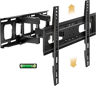 Full Motion TV Mount with Height Adjustment, TV Wall Mount Most 26-65 Inch Flat and Curved TV, Wall Mount TV Bracket Swivel Tilt Extension Leveling Max VESA 400x400mm Holds up to 110lbs, 16" Studs