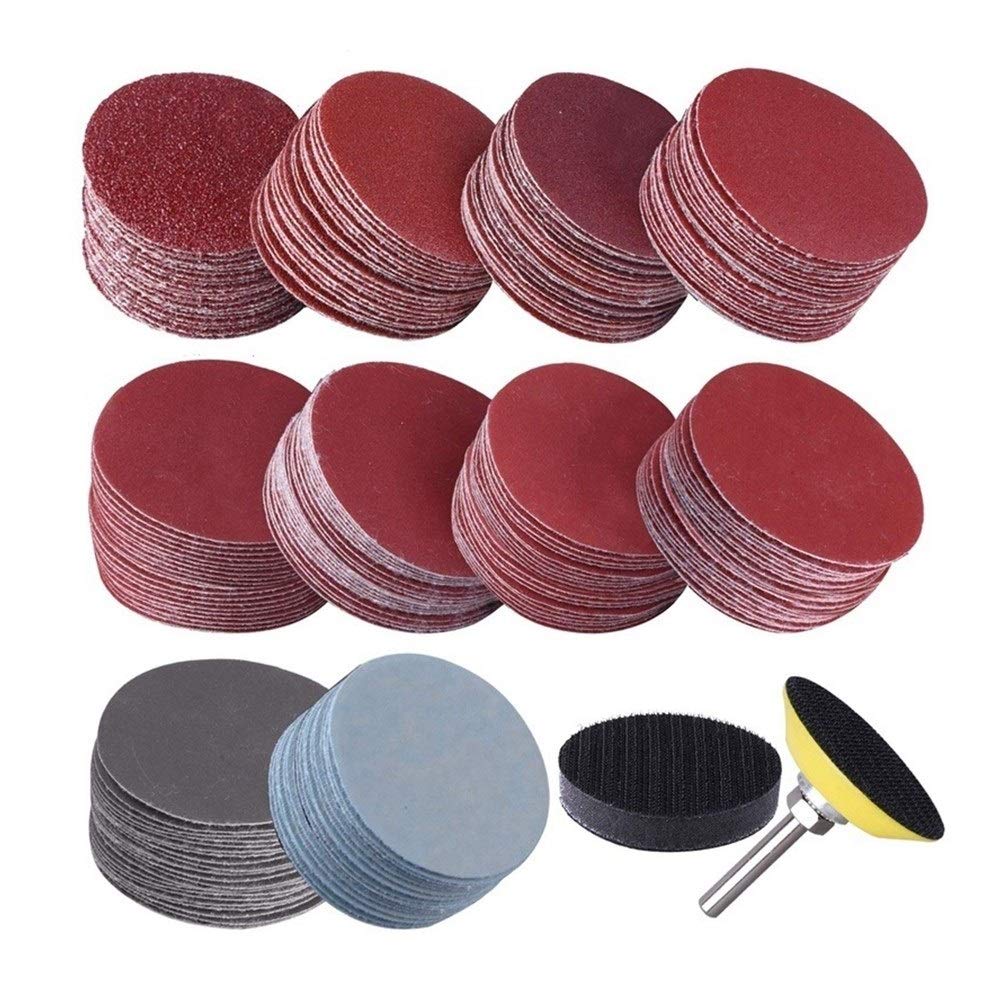Lucidatura, carta vetrata a levigatura 200pcs 50 millimetri 2 pollici Sander disco abrasivo dischi 80-3000 carta grana Con 1Inch abrasiva polacco Pad Piastra + 1/4 di pollice Shank for il Rotary