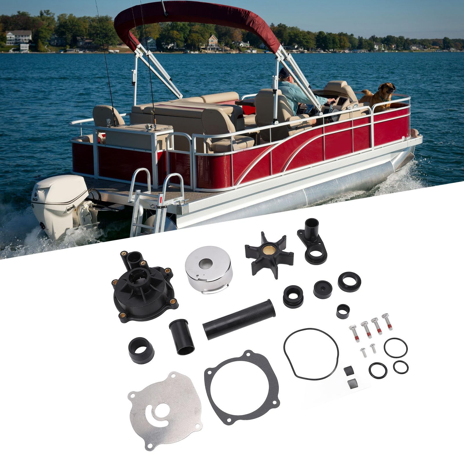 Jiawu Kit di Riparazione della Girante per Pompa Dell'acqua Efficiente 5001595 Sostituzione per Motore Fuoribordo 90-300 CV per Appassionati di Marine 1 Set