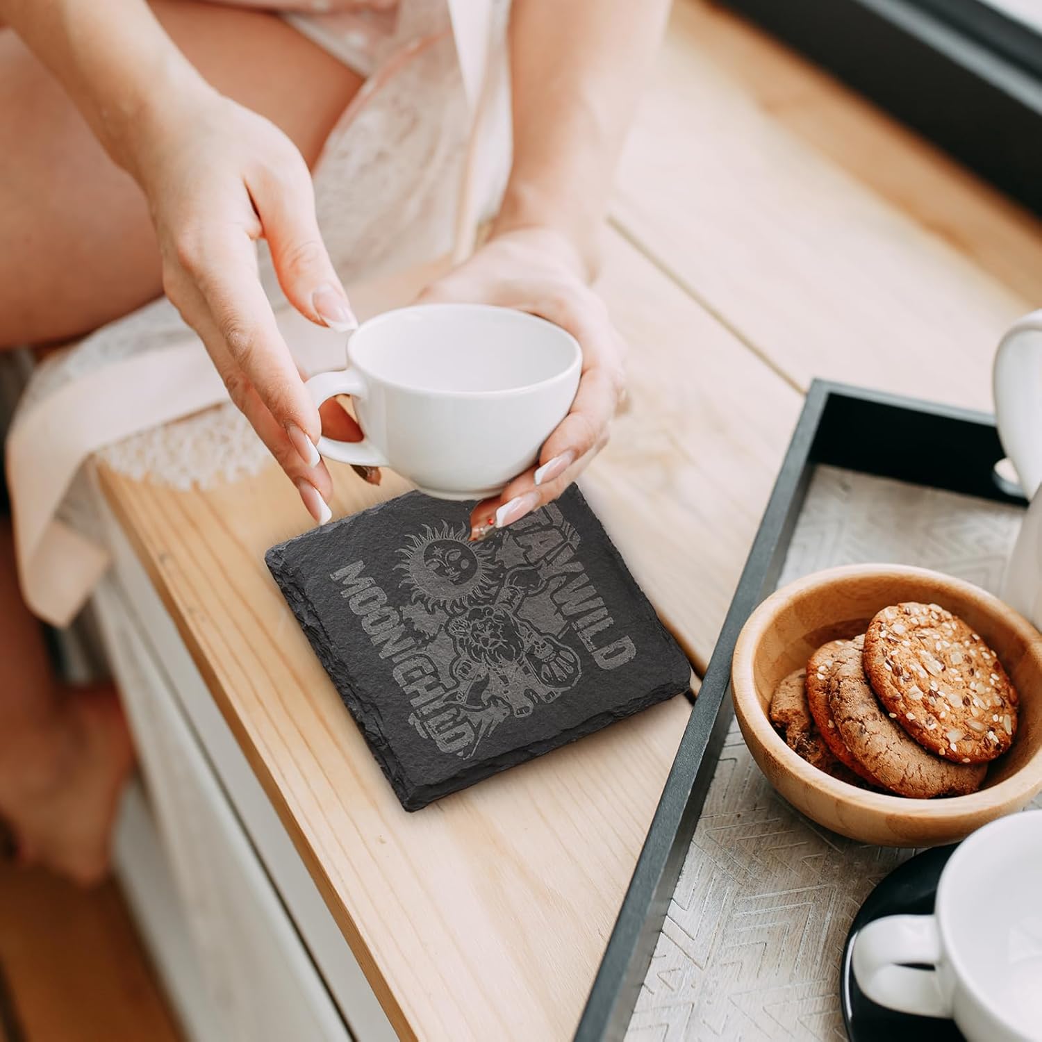 16 Pack Stone Coaster Set with Metal Stand 4-inch Square Laser-Engraved Black Stone Coasters with Protective Pads on The Bottom Ideal for Home,bar, and Gift Occasions (Weddings, housewarmings) - Image 6