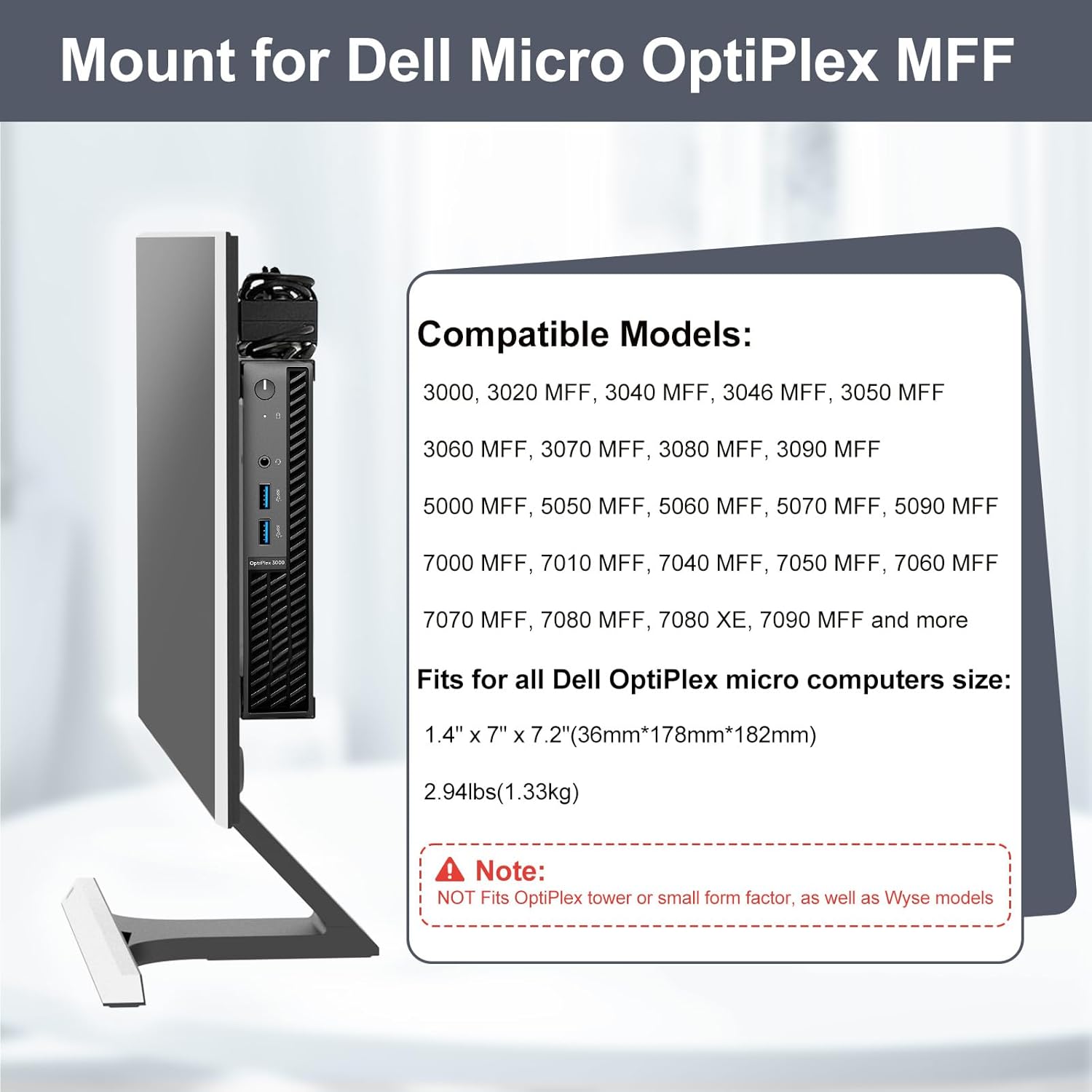 Pack of 2 Mini PC Vesa Mount for Dell Micro Mount, for Dell OptiPlex Micro Form Factor Case, for MFF 7080 7070 7060 7050 7040 7090 7010 3060 3040 3046 3050 5050 5060 5070, Vesa/Wall/Under Desk