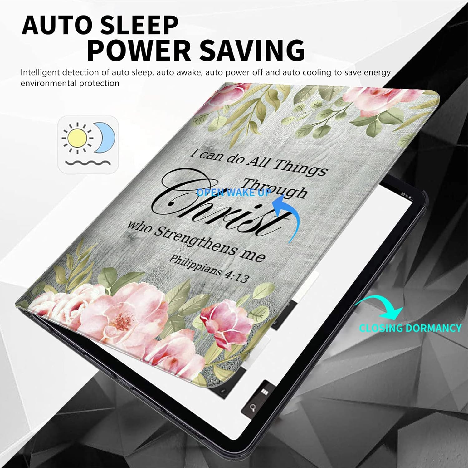 Rossy Case for 6" All-New Kindle 11th Generation 2022 Release (ONLY Fit 6 inch Basic Kindle Case 2022) Slim PU Leather Adjustable Stand Smart Cover with Auto Wake/Sleep,Bible Verse Philippians 4-13