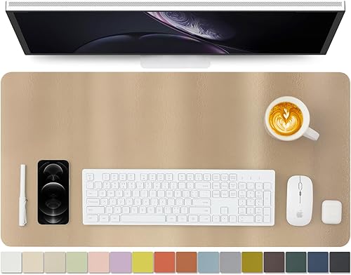 Miniatura 94 de Tapete de escritorio de piel antideslizante de poliuretano (PU), para organización de escritorio y accesorios, ideal para alfombrilla de mouse y de