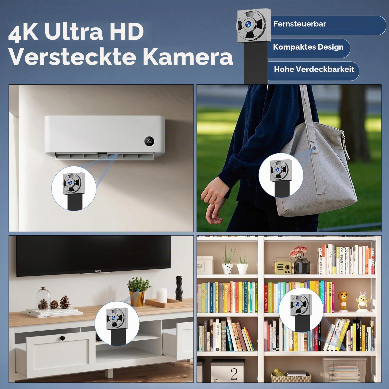 Echte Full-4K-HD-Mini Kamera, Mini Wireless Nanny Fernbedienung DIY Modul mit Kostenloser 64G SD-Karte, Smart Home Überwachungsgerät (Nicht