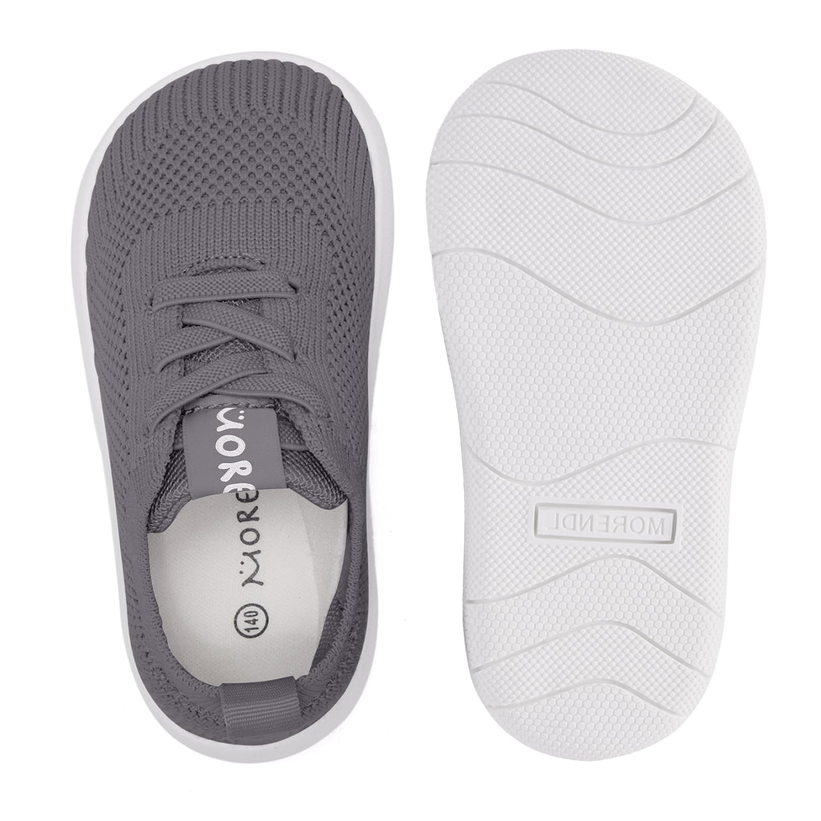 MORENDL Toddler Shoes Boys First Wide Toe Barefoot Walking Shoes Baby Boy Non-Slip Slip On Tennis Sneakers Darkgray Size 7