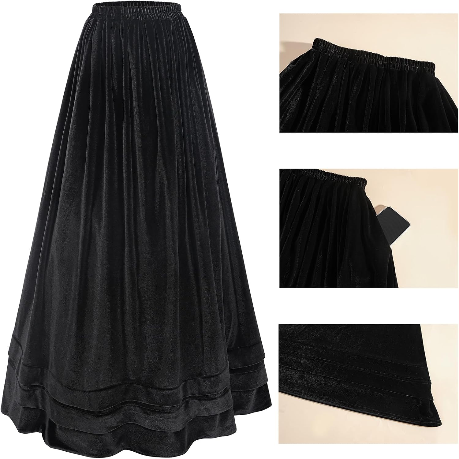 LTAKK Victorian Dress for Women Edwardian Costume Velvet 1800s Dresses Vintage Blouse Skirt 2 Piece - Image 4