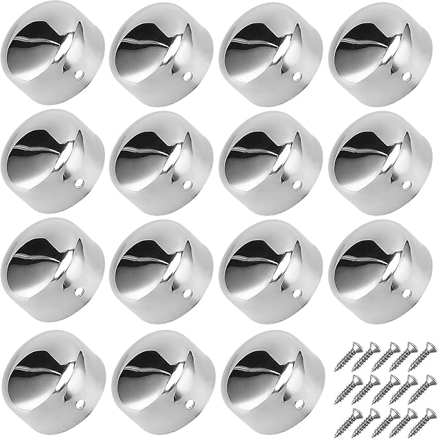 SINJEUN 15 Pcs Handrail End Caps End Caps Round, 45mm Handrail End Cover with 15 Pcs Stainless Steel Screws for Wood Stair Railings and Pipe Ends