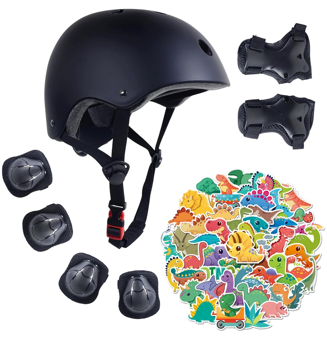 Kids Bike Helmet with Knee Elbow Wrist Pads Guards,Pink,for Ages 2-3-5-8-14,Sports Bicycle,Skate Scooter,Rollerblading with Unicorn Sticker