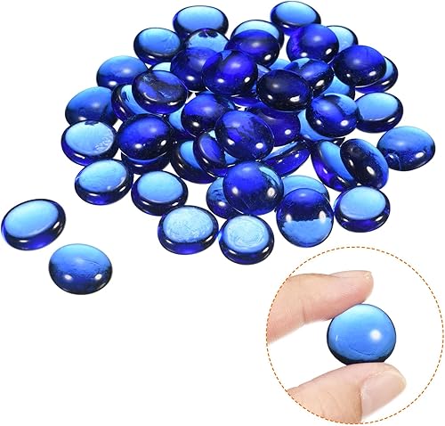 Miniatura 5 de MECCANIXITY Mármoles de vidrio plano de 0.669-0.748 in, piedras decorativas azules y verdes, cuentas de vidrio, relleno de jarrón de roca para