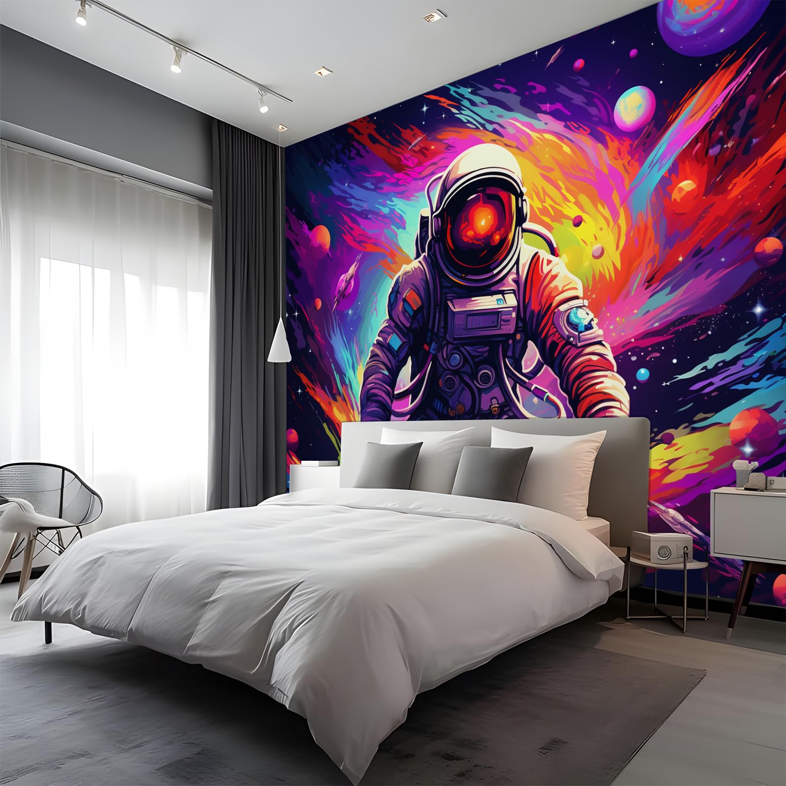 Astronaut Large Decorative Wall Mural 300 x 256 cm, Painted Self-Adhesive Photo Wallpaper, Bedroom Canvas Waterproof Wallpaper, Living Room Matte Wall Murals