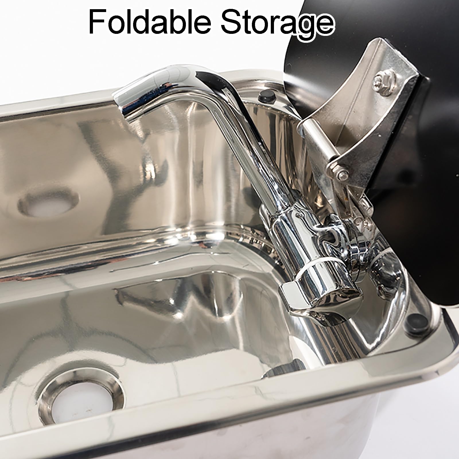 Fregadero para Caravana de Acero Inoxidable 304 con Tapa, 38 X 28 X 14,5 cm, para Exteriores, con Grifo Plegable, Lavabo de Mano, Empotrable