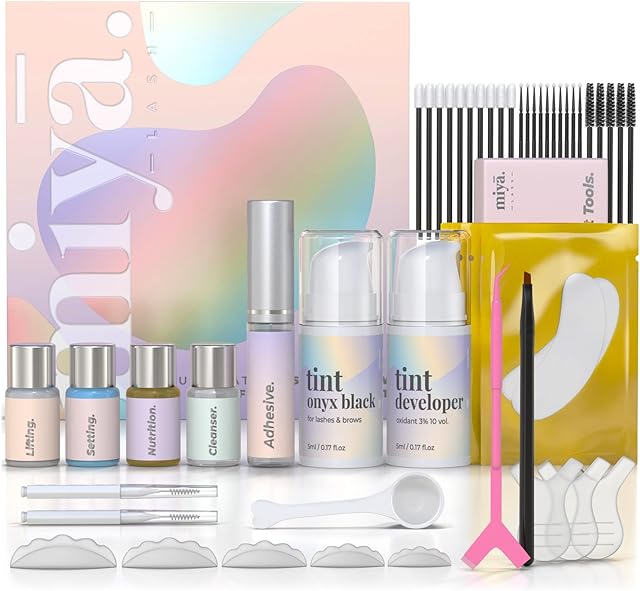 MIYA LASH | Lash Lift and Tint Kit | Brow Lamination and Tint Kit | All in 1 Lash and Brow Lamination Kit with Black Color D Y E | Keratin Eyelash Perm | Salon Result lasts 6 weeks | Tools Included