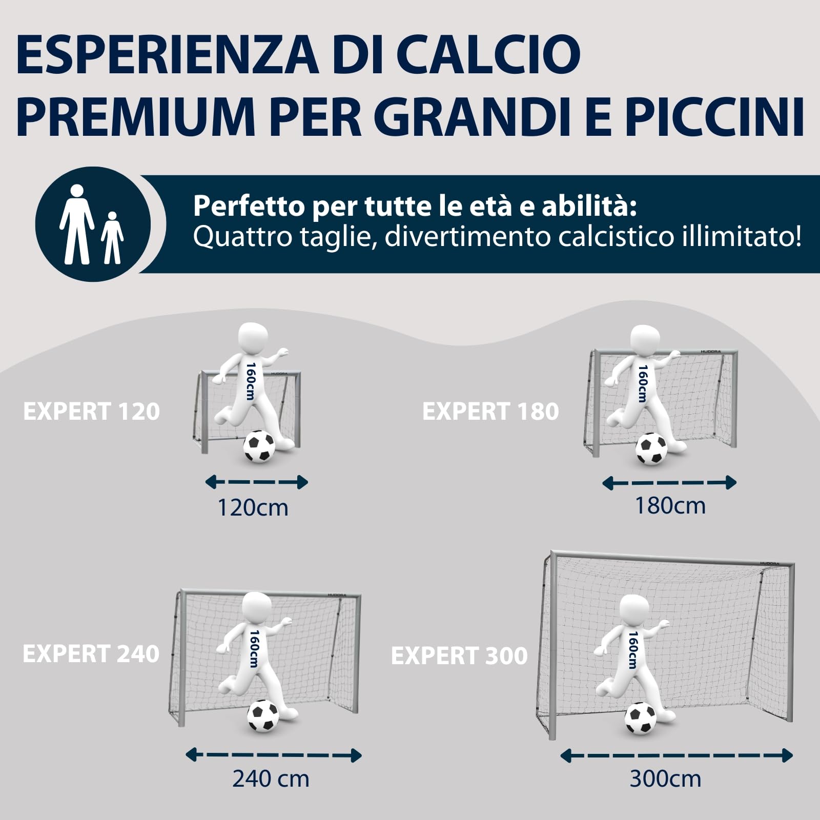 HUDORA Porta Calcio Expert calcio porta resistente all'acqua stabile rete fitta