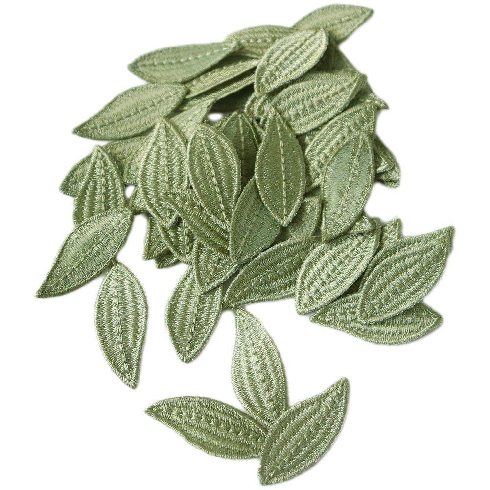 Haowul 50pcs Green Leaf Embroidery Patches Leaf Patches Decorative Patches Appliques Diy Craft Supplies for Clothes Bag