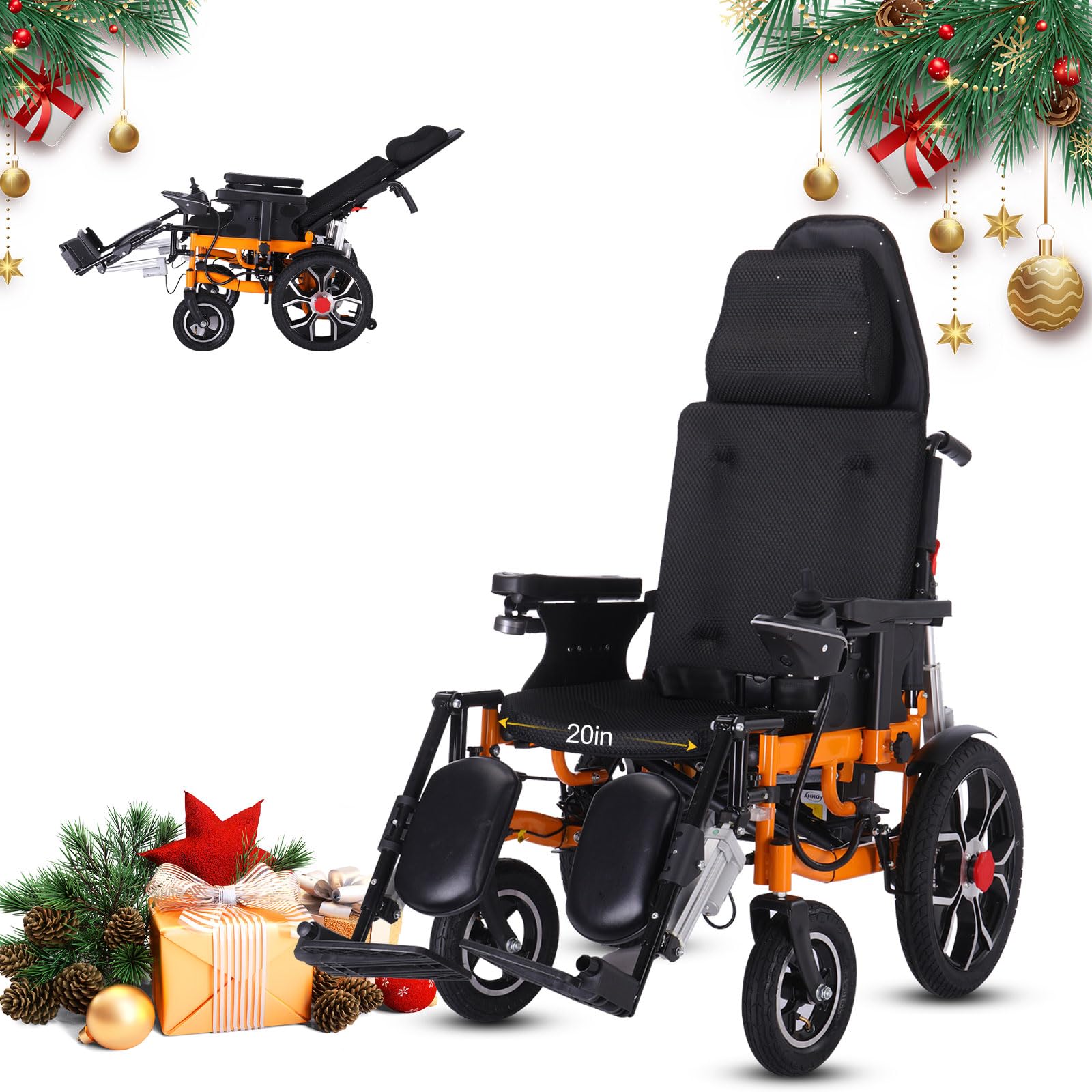 Reclining Electric Wheelchairs for Adults,20" Seat Width All Terrain Power Wheelchair,500W Motors Foldable Motorized Wheelchair for Seniors,26 Miles