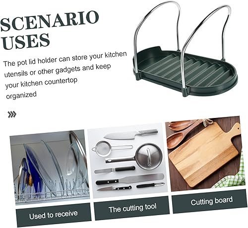 Miniatura 5 de YARNOW Bandeja de acero inoxidable, bandeja de acero inoxidable, soporte de cucharón de silicona, soporte de cuchara de silicona, soporte de cuchara