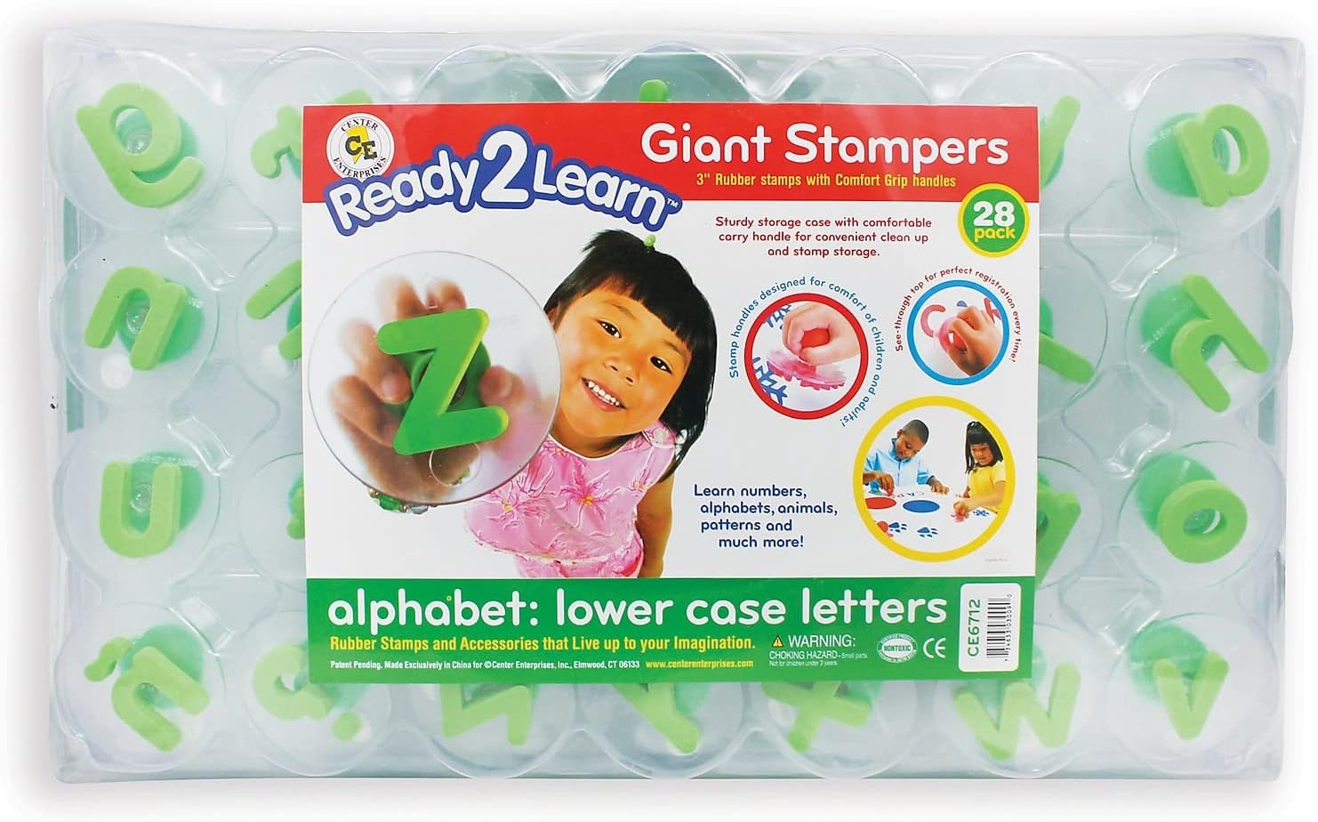 Giant Stampers - Alphabet - Lowercase - Easy to Hold Foam Stamps for Kids - Arts and Crafts Stamps for Displays, Posters, Signs and DIY Projects, 4 in Dia, Multi, Set of 28