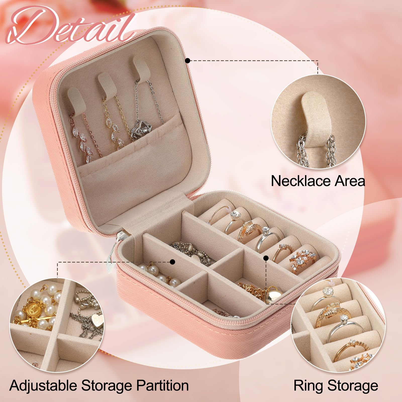 6 Pcs Girls Trip Gifts Favors Jewelry Organizer with Pattern Birthday Gifts for Bestie Women Bride Wedding Anniversary for Mom Wife Weekend 2026 Summer Holiday Travel