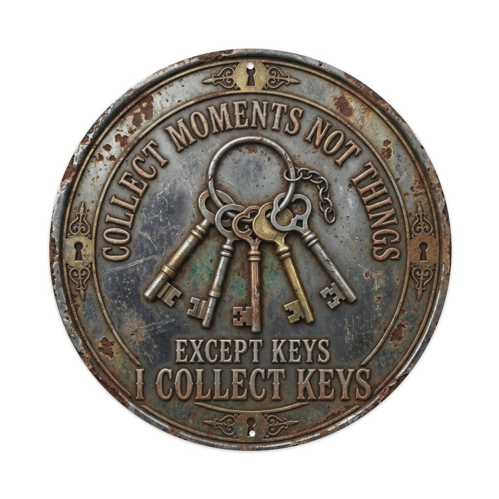 Keyring Collection Entryway Vintage Metal Tin Sign Plaque Wall Decor for Cafe, Club Bar, Office, Garden Metal Poster 8x8Inch
