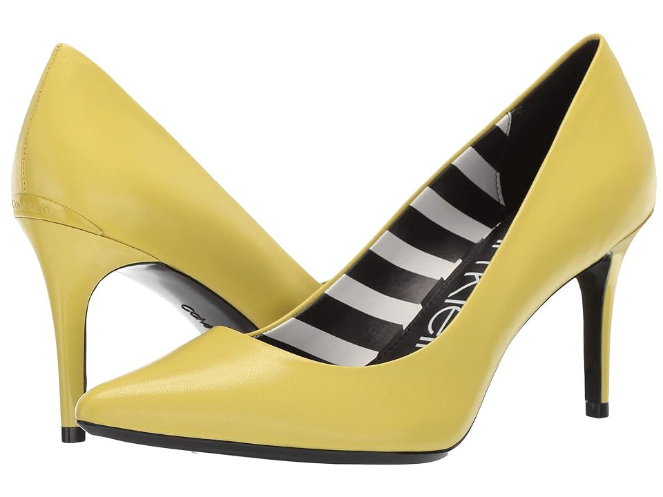 

Calvin Klein Gayle Pump (Lime Leather Stripes) High Heels, Yellow
