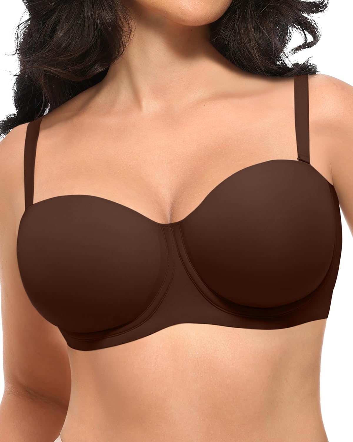 SHAPELLX Women's Minimizer Convertible Strapless Bra with Underwire Push Up Bras