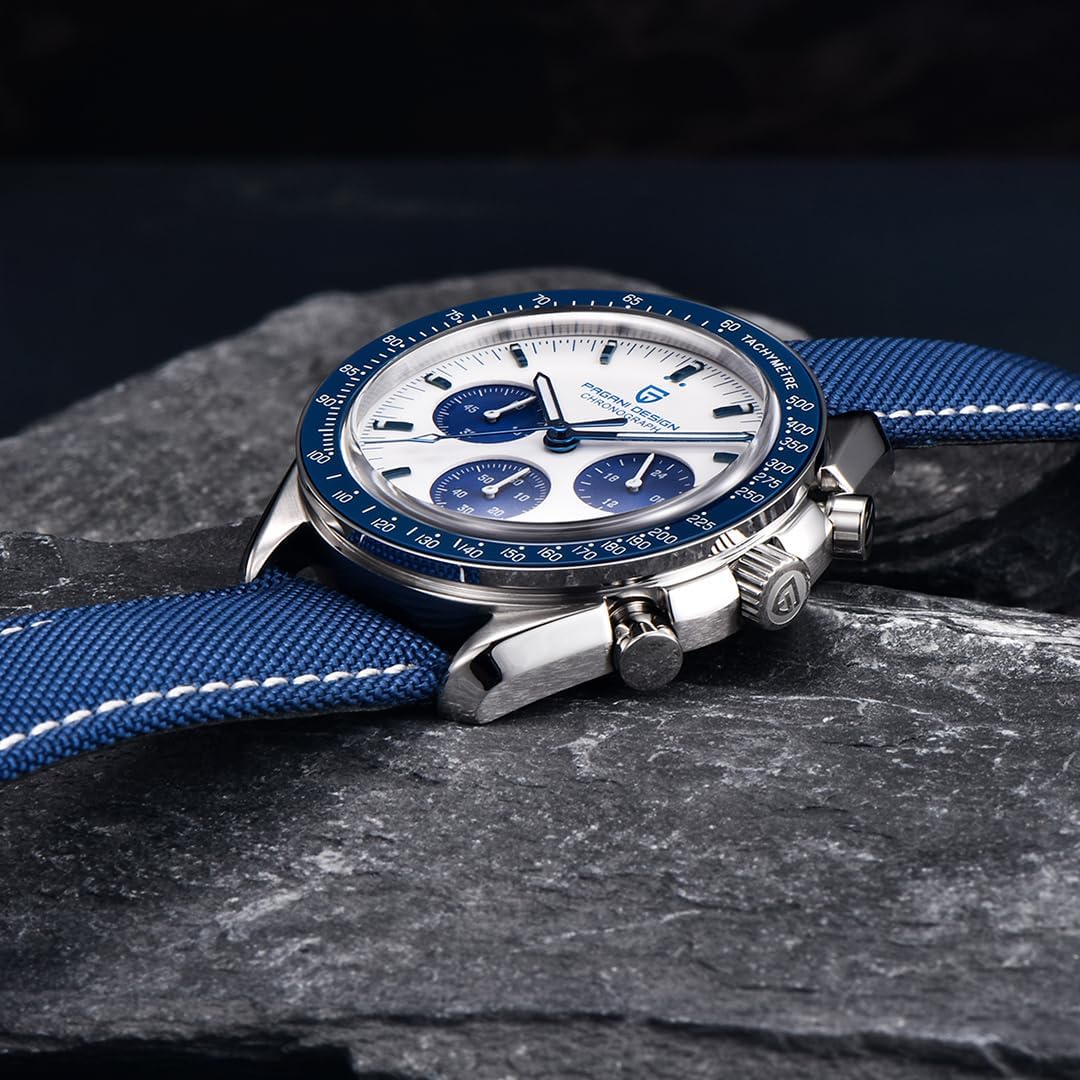 Pagani Design 1701 Orologio Uomo VK63 Orologio al Quarzo Cinturino in Acciaio Inox 100 Metri Resistente all'Acqua Elegante Sport Business Elegante Orologio Regalo da Uomo.