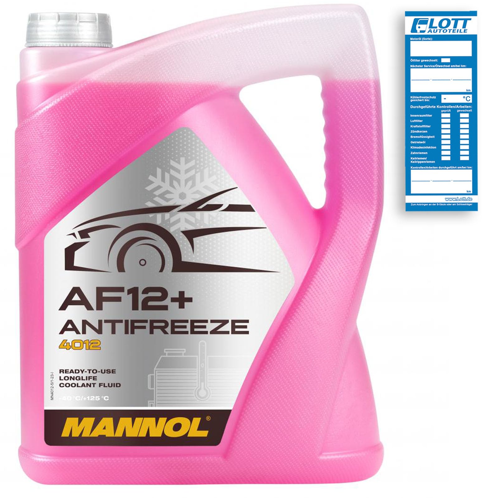 MANNOL 4X MN4012-5 Longlife Antifreeze AF12+ -40 Kühlerfrostschutz Kühlmittel 5L