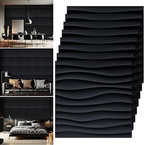 Chunful 30 paneles de pared 3D de 28.81 pies cuadrados, diseño de ondas de PVC, paneles de pared de 11.8 x 11.8 pulgadas, papel tapiz de ladrillo